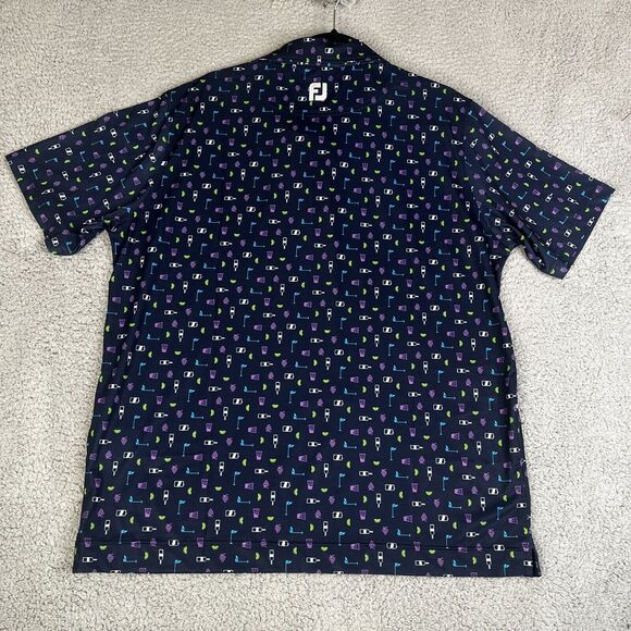 FootJoy Polo Shirt Mens XL Blue Cocktail Grapes Golf Tee All Over Print AOP - Picture 6 of 12